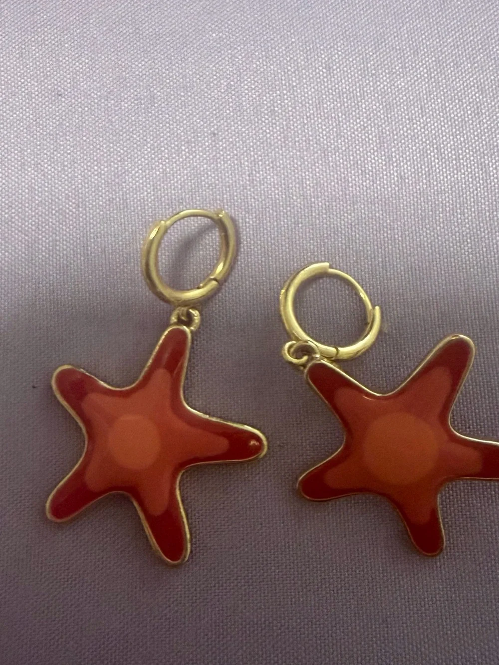 Coral Pink Starfish Hoop Earrings for Kids